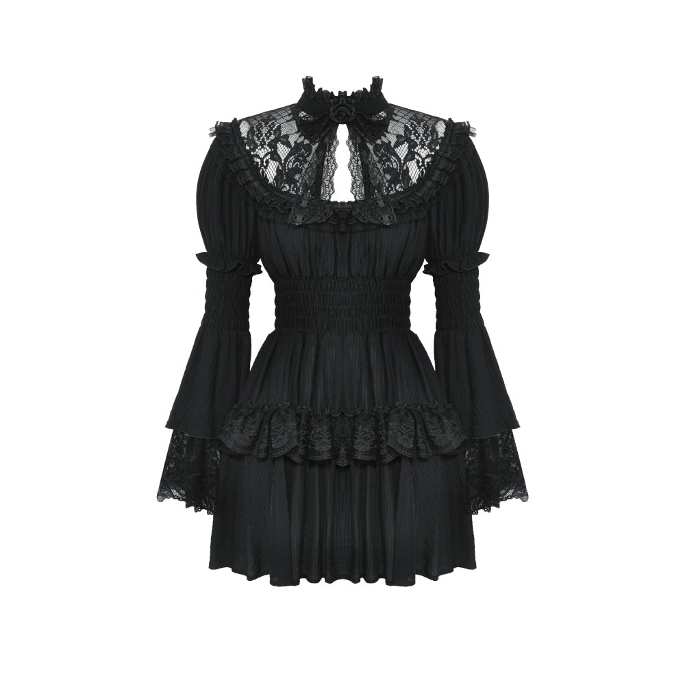 Dark in Love - Gothic Lace Doll Robe courte - Noir